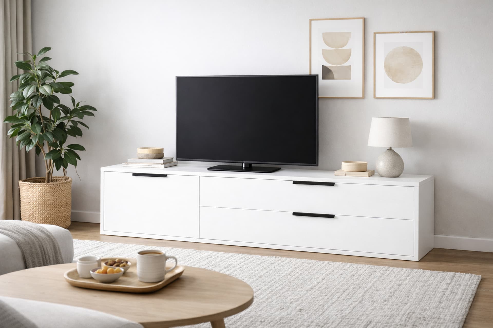 Loma Lowboard ice white im Wohnraum