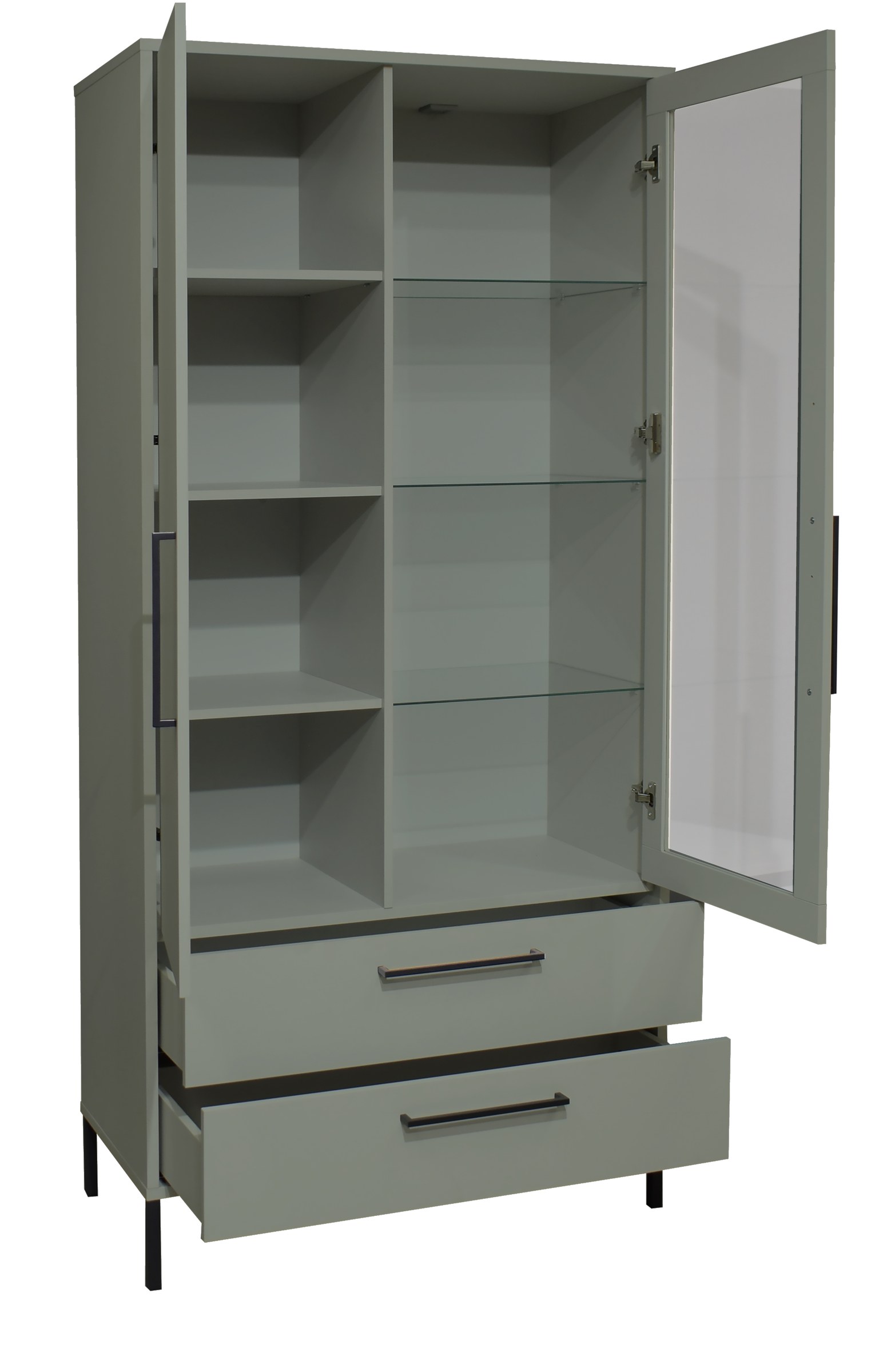 Vitrinenschrank Lindos pine green – Freisteller 2